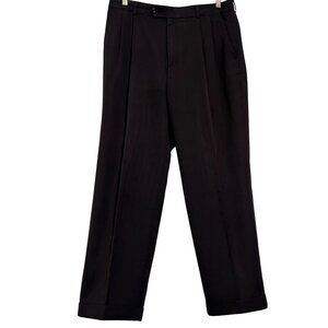 Louis Raphael Braggi Men Black Pleated Cuffed Dress Pants  34W x 28L Classic